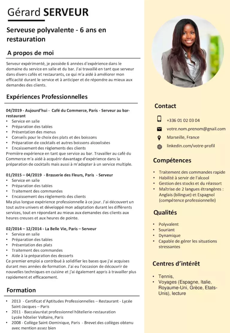 Exemple de CV professionnel — Centre de gestion handicap